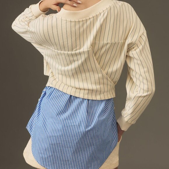 040 By Anthropologie French Terry Twofer Sweatshirt NWOT Size Medium - Picture 3 of 9